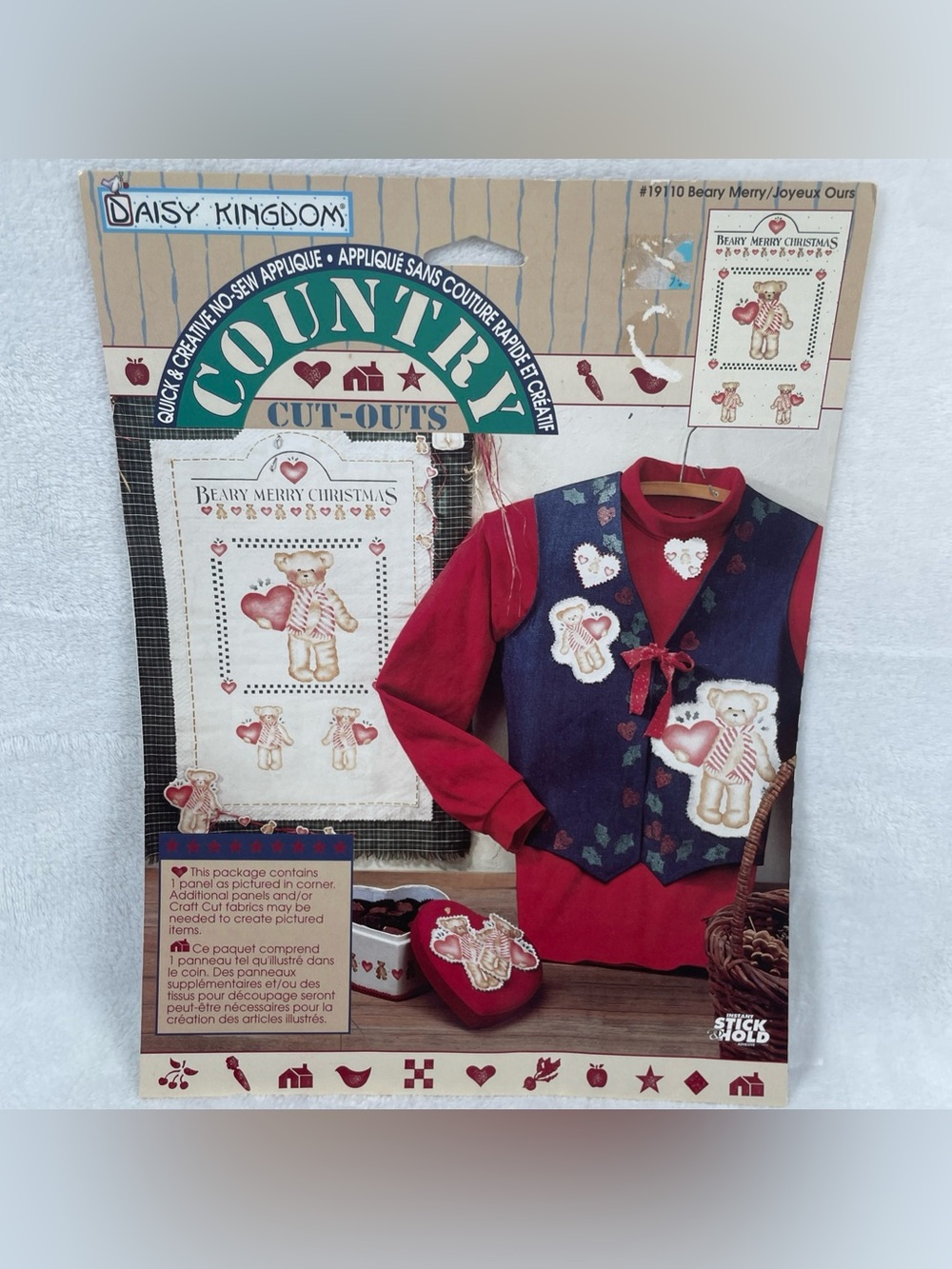 Daisy Kingdom BEARY MERRY Christmas Country Cut Outs Fabric Applique - NEW!